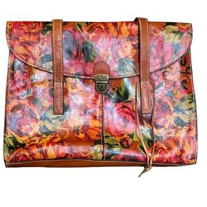 Patricia Nash Italian Leather Messenger Bag Purse with Buckle & Key Closure